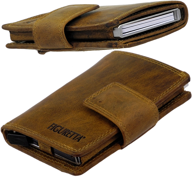 FIGURETTA, Aluminium, Leder, Kartenmäppchen, Kreditkartenetui, Mäppchen, EC, Kredit, Karten, Metall, Etui, credit card case