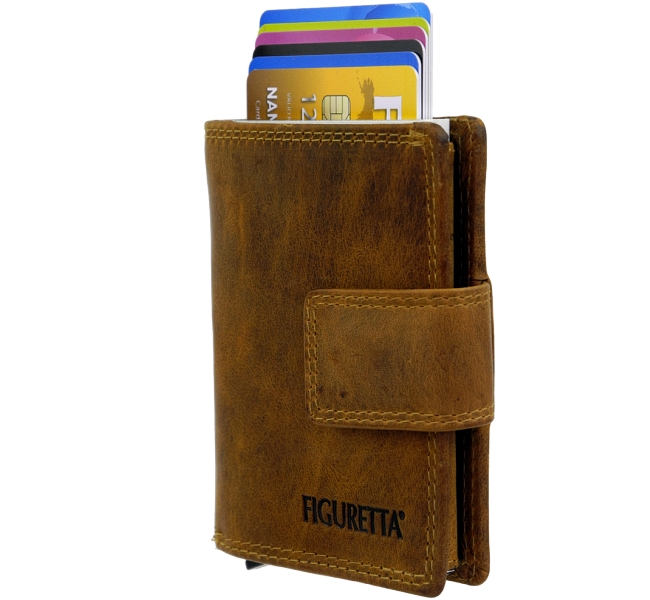 FIGURETTA, Aluminium, Leder, Kartenmäppchen, Kreditkartenetui, Mäppchen, EC, Kredit, Karten, Metall, Etui, credit card case