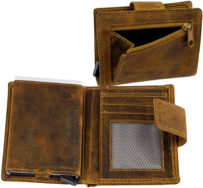 FIGURETTA, Aluminium, Leder, Kartenmäppchen, Kreditkartenetui, Mäppchen, EC, Kredit, Karten, Metall, Etui, credit card case