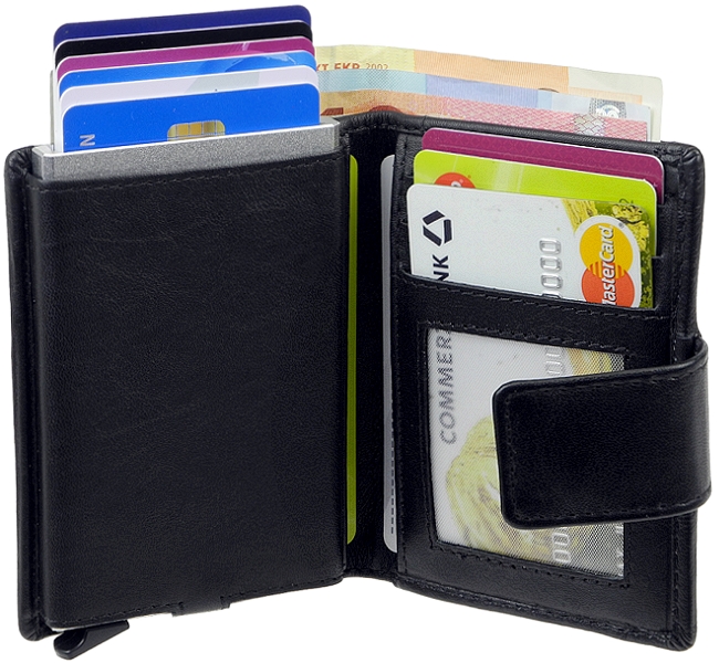 FIGURETTA, Aluminium, Leder, Kartenmäppchen, Kreditkartenetui, Mäppchen, EC, Kredit, Karten, Metall, Etui, credit card case